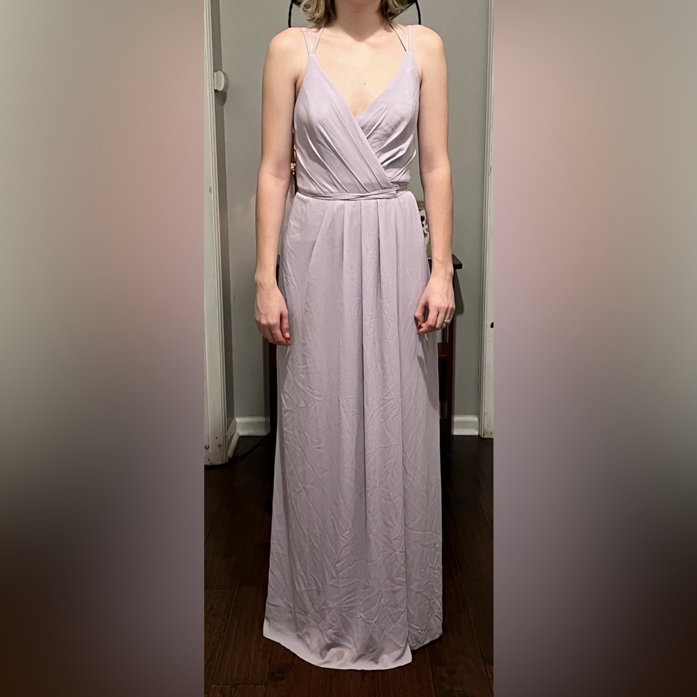 Lavender prom dress.